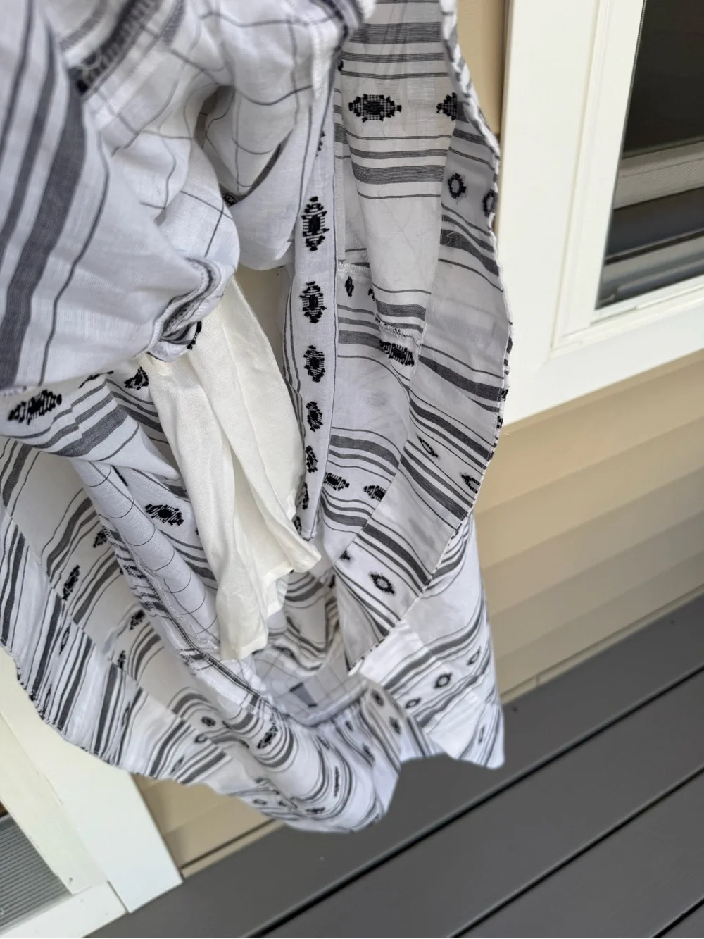 Free People White and Black Patterned Maxi Dress